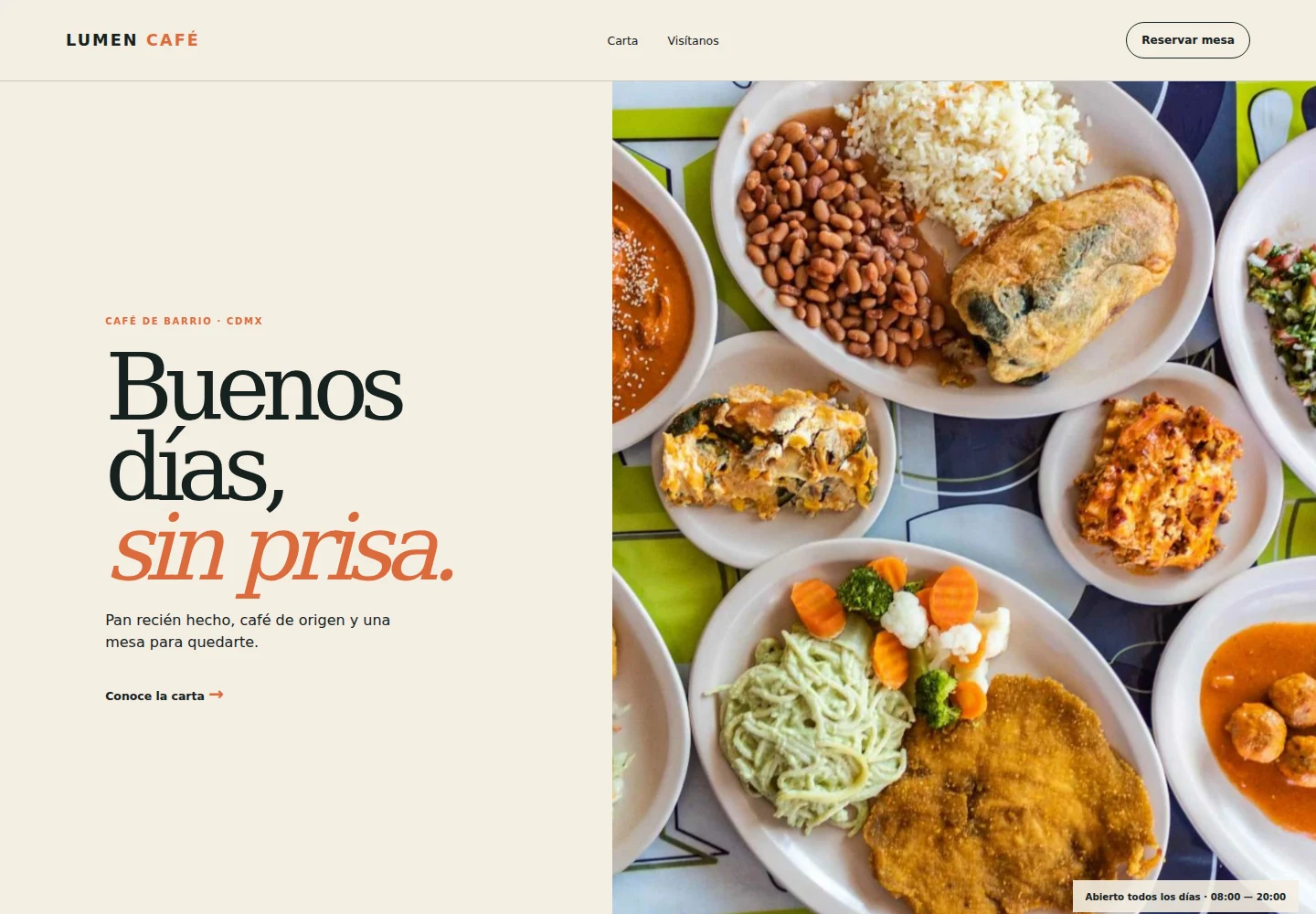 Ejemplo privado de una Landing Page para un negocio ficticio